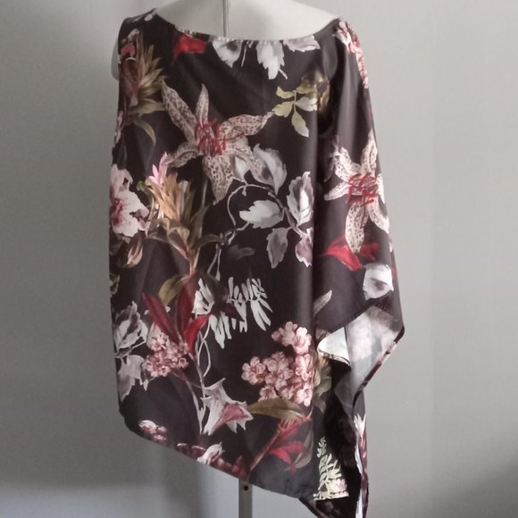 Cleo one shoulder flowy boho multi colour print chevron floral top NWT sz 2X - Picture 2 of 5